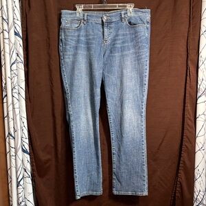 LONDONJEAN Women's Straight Leg Jeans in Medium Blue Wash